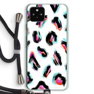 Cheetah color: Pixel 5a 5G Transparant Hoesje met koord