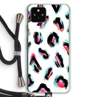 Cheetah color: Pixel 5a 5G Transparant Hoesje met koord