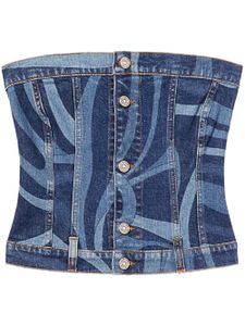 PUCCI corset en jean à imprimé abstrait - Bleu