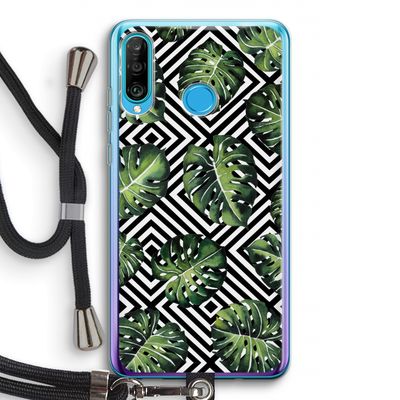 Geometrische jungle: Huawei P30 Lite Transparant Hoesje met koord