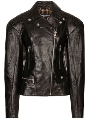 Dolce & Gabbana veste de moto en cuir - Noir