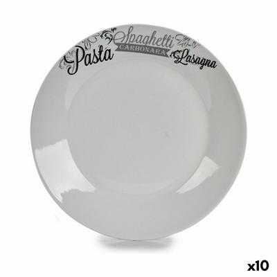 Dinerbord Ø 24,4 cm Wit Zwart Porselein Pasta (10 Stuks)
