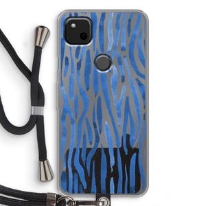 Blauwe nerven: Pixel 4a Transparant Hoesje met koord