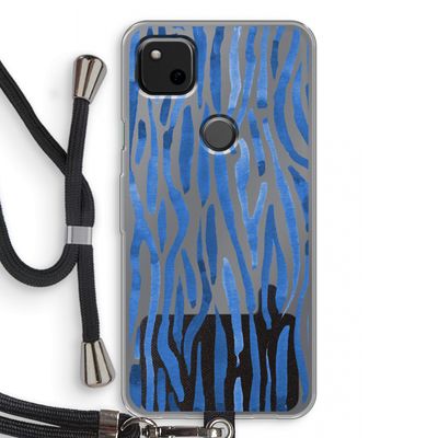 Blauwe nerven: Pixel 4a Transparant Hoesje met koord