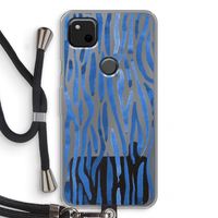 Blauwe nerven: Pixel 4a Transparant Hoesje met koord