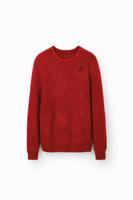 Geribde trui met borduursel - RED - XL