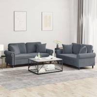 2-delige Loungeset met kussens fluweel donkergrijs