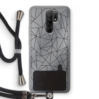 Geometrische lijnen zwart: Xiaomi Redmi 9 Transparant Hoesje met koord