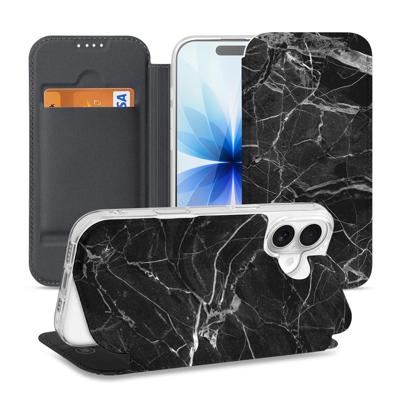 Telefoonhoesje iPhone 17 Wallet Case Marmer Zwart