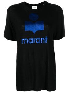 MARANT ÉTOILE t-shirt Zewel en lin à logo imprimé - Noir