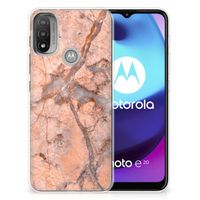 Motorola Moto E20 | E40 TPU Siliconen Hoesje Marmer Oranje - thumbnail