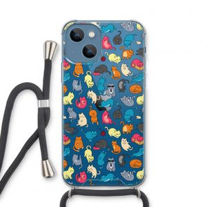 Kleurrijke katten: iPhone 13 mini Transparant Hoesje met koord