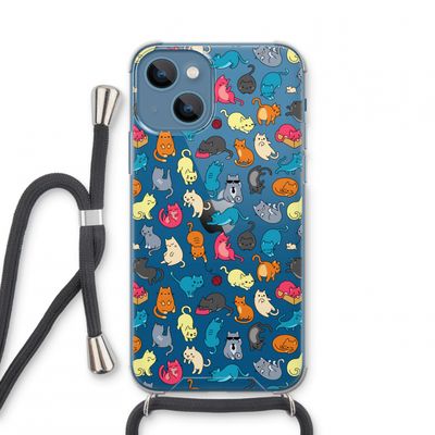 Kleurrijke katten: iPhone 13 mini Transparant Hoesje met koord
