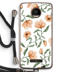 Peachy flowers: Motorola Moto Z Force Transparant Hoesje met koord