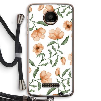 Peachy flowers: Motorola Moto Z Force Transparant Hoesje met koord
