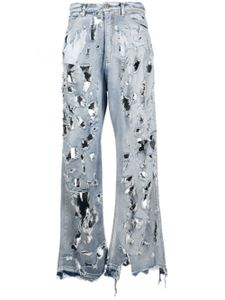 Natasha Zinko destroyed straight-leg jeans - Bleu