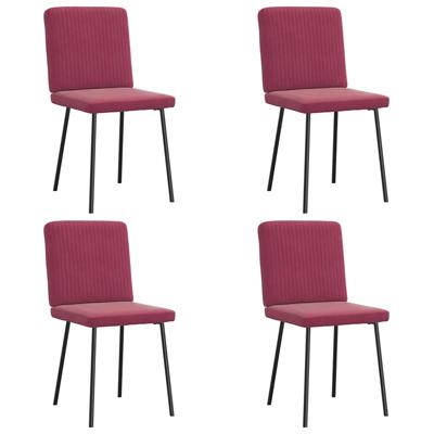 Eetkamerstoelen 4 st fluweel wijnrood