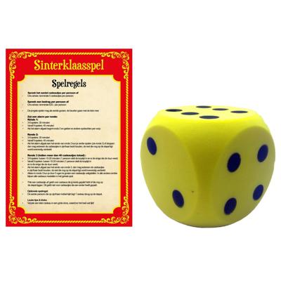 Sinterklaasspel set - dobbelspel - foam dobbelsteen - geel - sinterklaas - pakjesavond