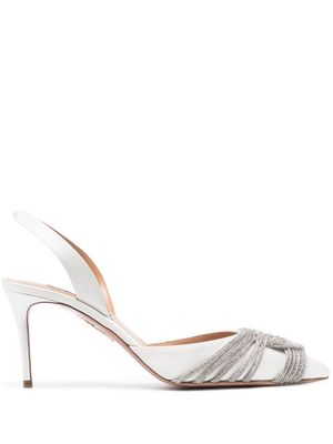 Aquazzura escarpins ornés de cristaux à bride arrière 90 mm - Blanc