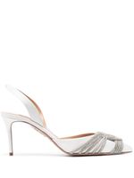 Aquazzura escarpins ornés de cristaux à bride arrière 90 mm - Blanc