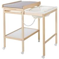 Verschoontafel met schuifbad - ROBA - Inclusief waterafstotend matras Roba stijl Grijs - Opbergplank - Natuurlijk hout