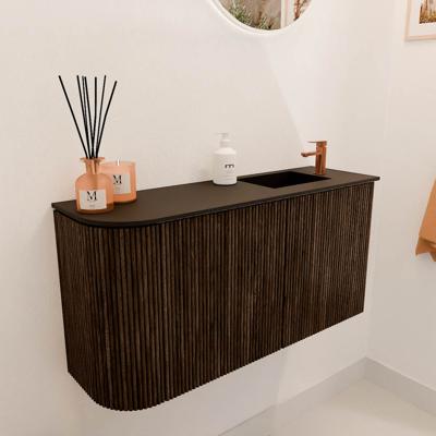 Toiletmeubel Mondiaz Joya | 81.6 cm | Meubelkleur Walnut | Faye wastafel Urban Rechts | 1 kraangat