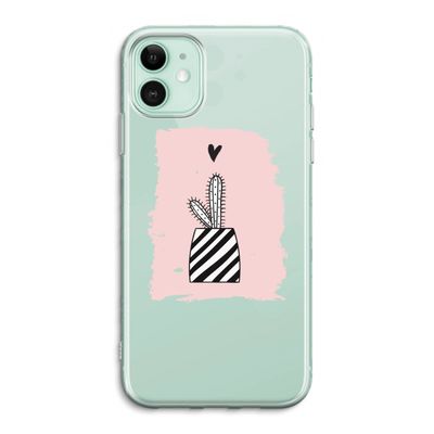 Zwart-wit cactus: iPhone 11 Transparant Hoesje
