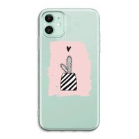 Zwart-wit cactus: iPhone 11 Transparant Hoesje