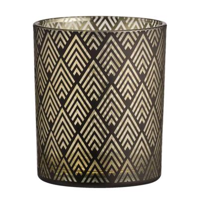 15% korting - Leen Bakker - Waxinelichthouder Strauss - /goudkleur - Ø8,8x10 Cm - Glas - Zwart