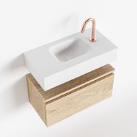 Toiletmeubel Mondiaz Andor | 60 cm | Meubelkleur Washed oak | Lex vrijhangend wastafel Talc Midden | 1 kraangat Toiletmeubel Mondiaz Andor | 60 cm | Meubelkleur Washed oak | Lex vrijhangend wastafel Talc Midden | 1 kraangat