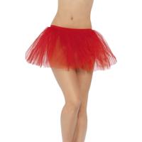 Carnaval Tutu onderrok voor dames - rood - tule stof rokje - one size - elastische band