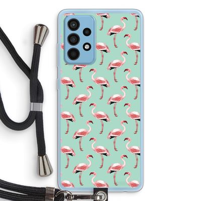 Flamingoprint groen: Samsung Galaxy A52 Transparant Hoesje met koord