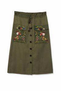Kokerrok met borduursels - GREEN - M