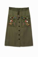 Kokerrok met borduursels - GREEN - M
