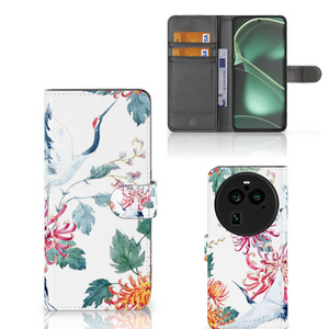 OPPO Find X6 Pro Telefoonhoesje met Pasjes Bird Flowers