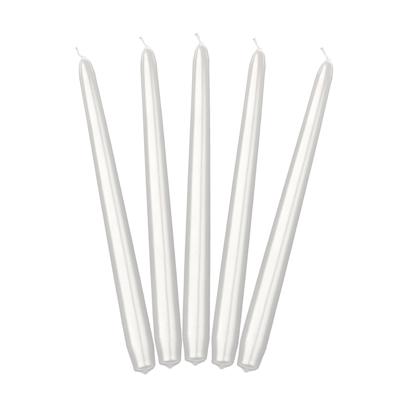 Partydeco Dinerkaarsen - parel wit - 10x stuks - 24 cm - 5 Branduren - Kandelaar kaarsen