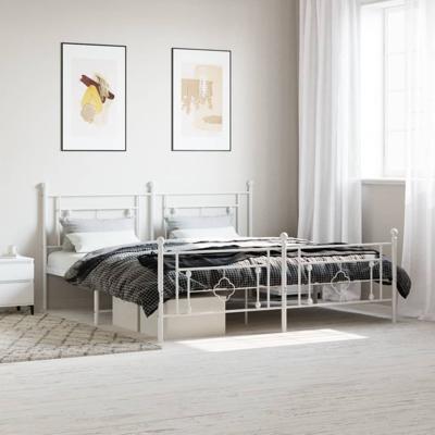 Bedframe met hoofd- en voeteneinde metaal wit 183x213 cm