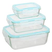 5Five Vershoudbakjes met deksel - glas - set 3x stuks - 330/800/1730 ml