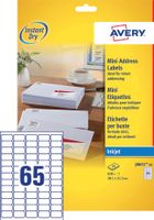 Avery J8651-10 mini etiketten ft 38,1 x 21,2 mm (b x h), 650 etiketten, wit - thumbnail