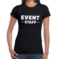 Event staff tekst t-shirt - zwart - voor dames - evenementen personeel - crew kleding