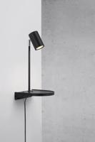 Bedlamp wandlamp met usb zwart en plankje 'Cody' Bedlamp wandlamp met usb zwart en plankje 'Cody'