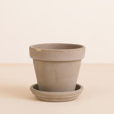 Terracotta pot grijs (incl. schotel) - P14