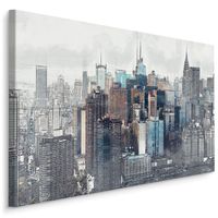Schilderij - Panorama van New York , Wanddecoratie , Premium print