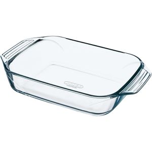 3x Rechthoekige glazen ovenschaal 1,4 liter 26 x 17 x 5,5 cm