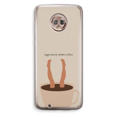 Aggressively drinks coffee: Motorola Moto G6 Transparant Hoesje