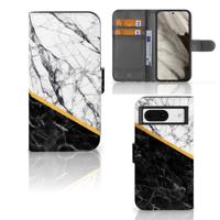 Google Pixel 8 | Bookcase | Marmer Wit Zwart - Origineel Cadeau Man