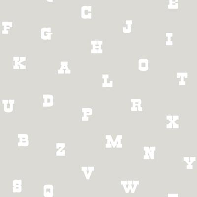 Dutch Wallcoverings Joy - Letters - Grijs/Wit