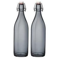 Bormioli rocco set van 2x stuks weckflessen grijs beugeldop glas van 1 liter