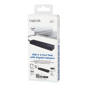 LogiLink UA0313 laptop dock & poortreplicator USB 3.2 Gen 1 (3.1 Gen 1) Type-C Zwart