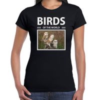 Kerkuilen t-shirt met dieren foto birds of the world zwart voor dames
